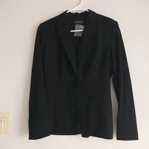 Lafayette 148 Blazer Jacket Womens 8 Black Virgin Wool Lightweight Work Career